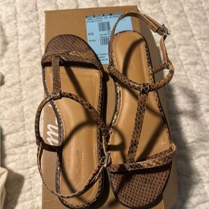 Brand new, Madewell Brown Snake Print Women's Sandals